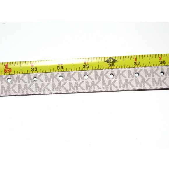 Michael Kors Twist Reversible Belt Womens M Vanilla Brown Signature Leather NWT